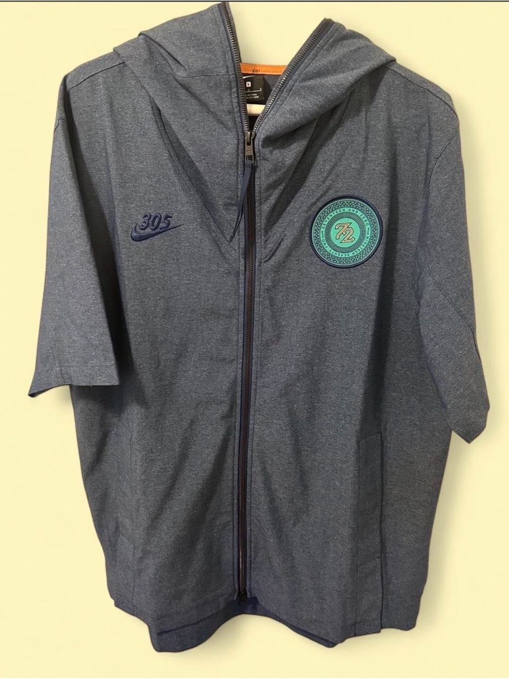 1972 Nike 305 Miami Dolphins Short-Sleeve Hooded Full Zip Jacket